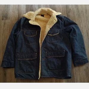 Vintage Sears Roebucks Denim Barn jacket Sherpa Lined size 46-48? XL